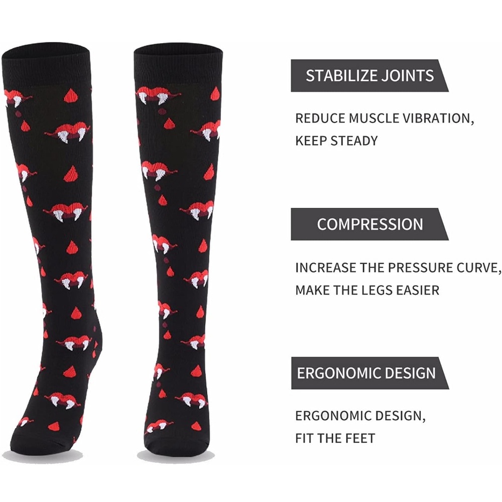 REDUCED NWT Compression Socks, Bat Teeth Pattern Sz L/XL